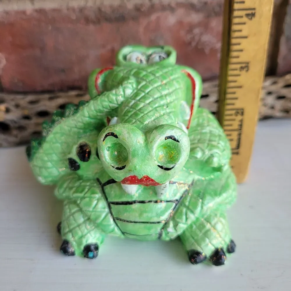 Unique Glitter Alligator Vintage Chalkware Figurine